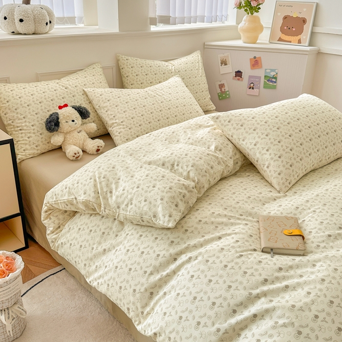 91家纺网 家纺一手货源 找家纺 柠馨 2024新款全棉印花四件套 花夕