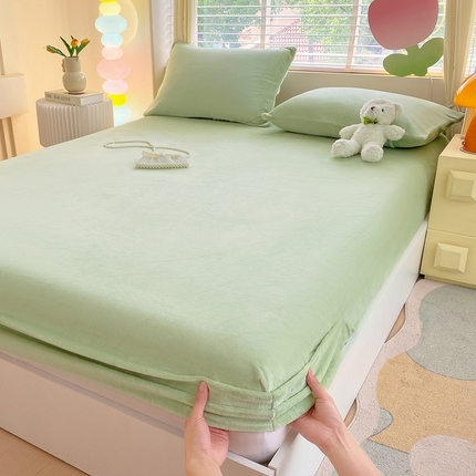 91家纺网 家纺一手货源 找家纺 （总）2025新款 简约纯色牛奶绒床笠纯色床笠床垫保护套雪花绒床笠直播跨境外贸全尺寸现货