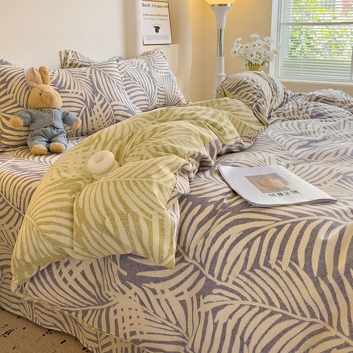 91家纺网 家纺一手货源 找家纺 2024新款全棉印花磨毛系列四件套 岚风