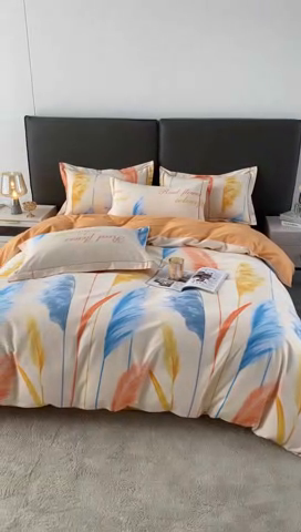 91家纺网 家纺一手货源 找家纺 2024新款全棉印花磨毛系列四件套 黎月