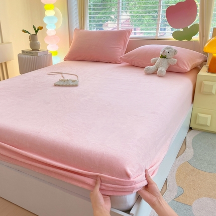 91家纺网 家纺一手货源 找家纺 （总）2025新款 简约纯色牛奶绒床笠纯色床笠床垫保护套雪花绒床笠直播跨境外贸全尺寸现货