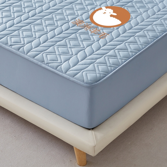 91家纺网 家纺一手货源 找家纺 卡派 2024新款大床款羊毛床笠-富贵竹 富贵竹-蓝灰