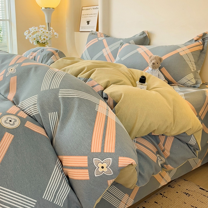 91家纺网 家纺一手货源 找家纺 2024新款全棉印花磨毛系列四件套 浓情摩卡