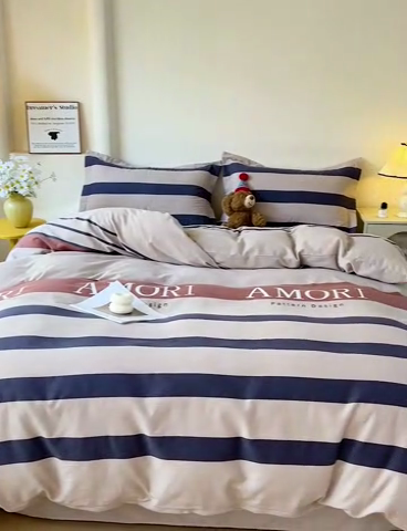 91家纺网 家纺一手货源 找家纺 2024新款全棉印花磨毛系列四件套 诺曼蒂 灰