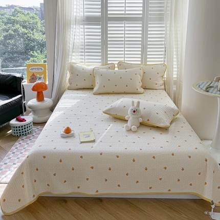 茉夕家纺 2024新款双面全棉夹棉床盖系列 乐橙橙