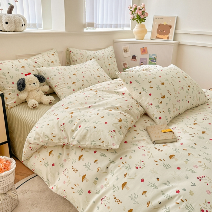 91家纺网 家纺一手货源 找家纺 柠馨 2024新款全棉印花四件套 阳光森林