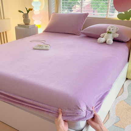 91家纺网 家纺一手货源 找家纺 （总）2025新款 简约纯色牛奶绒床笠纯色床笠床垫保护套雪花绒床笠直播跨境外贸全尺寸现货