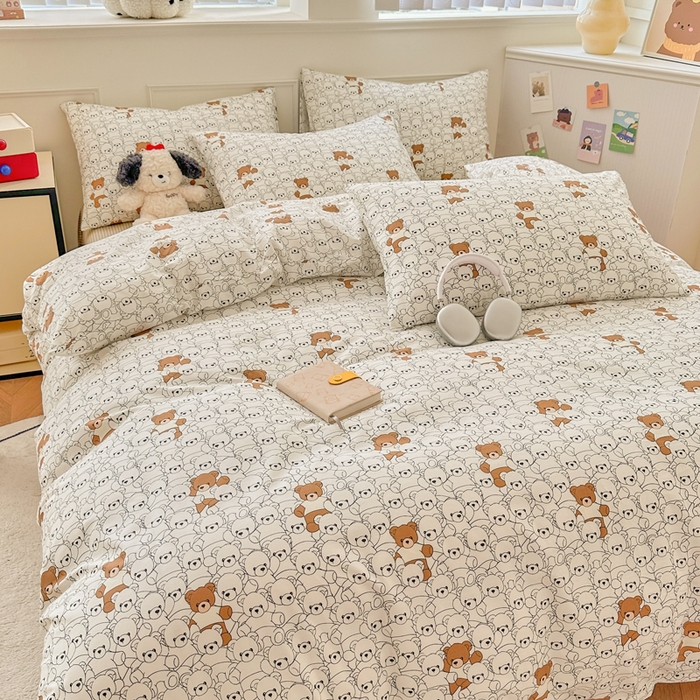 91家纺网 家纺一手货源 找家纺 柠馨 2024新款全棉印花四件套 维尼