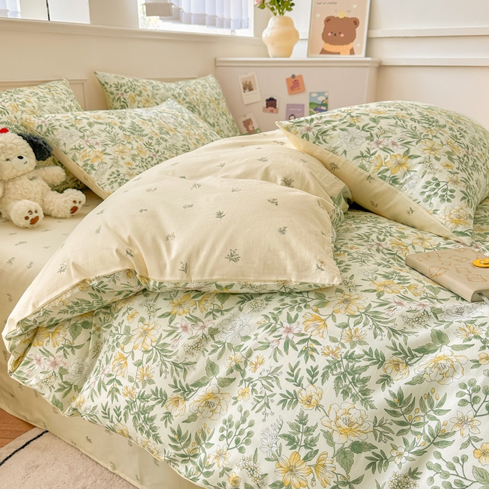 91家纺网 家纺一手货源 找家纺 柠馨 2024新款全棉印花四件套 春觅