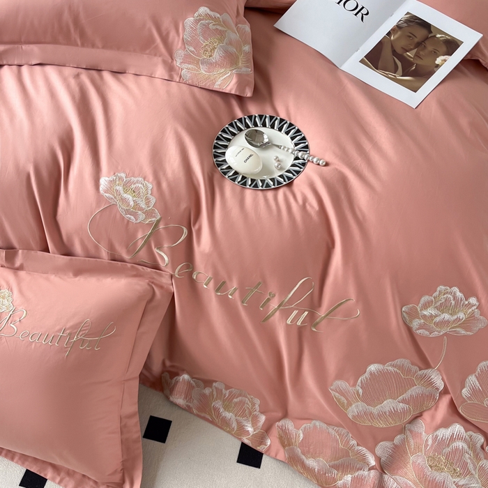 91家纺网 家纺一手货源 找家纺 梧桐家居 2024新款13376全棉四件套-银杏 银杏-豆沙