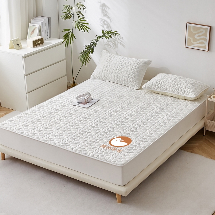 91家纺网 家纺一手货源 找家纺 卡派 2024新款大床款羊毛床笠-富贵竹 富贵竹-白