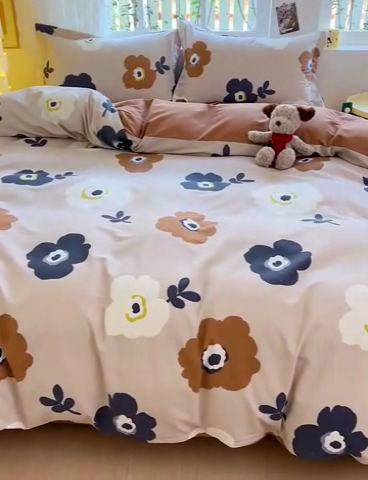 91家纺网 家纺一手货源 找家纺 2024新款全棉印花磨毛系列四件套 温柔可可