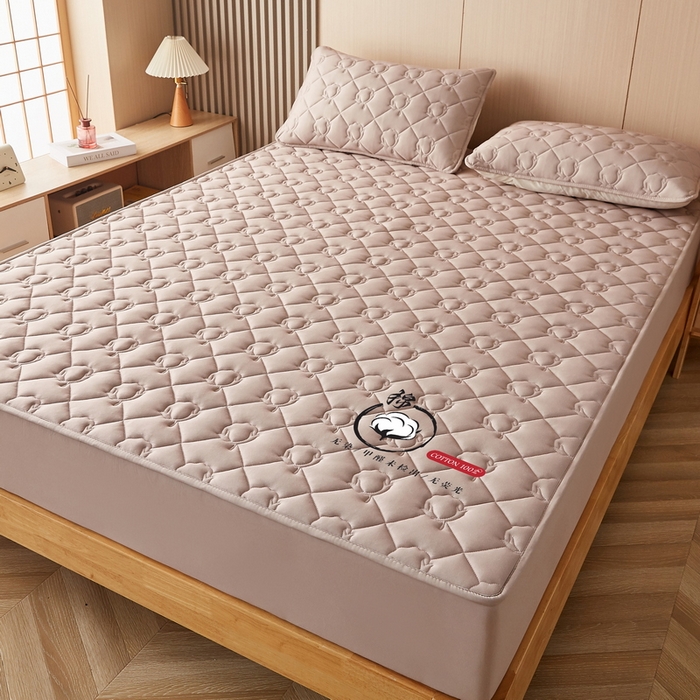 91家纺网 家纺一手货源 找家纺 卡派 2024新款水洗棉棉花床笠 棉花-卡其