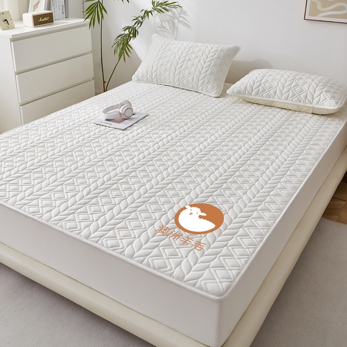 91家纺网 家纺一手货源 找家纺 卡派 2024新款大床款羊毛床笠-富贵竹 富贵竹-白