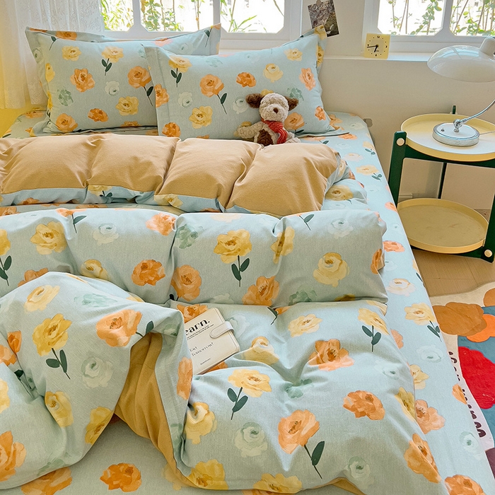 91家纺网 家纺一手货源 找家纺 2024新款全棉印花磨毛系列四件套 朵朵香