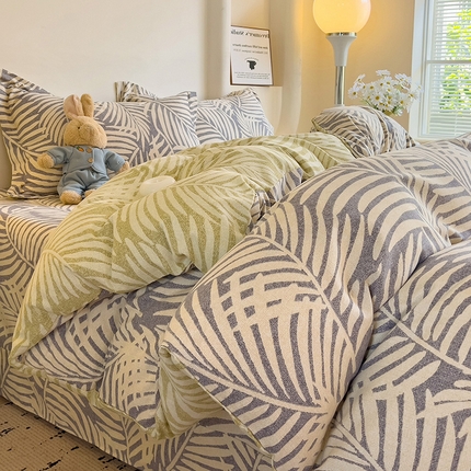 91家纺网 家纺一手货源 找家纺 2024新款全棉印花磨毛系列四件套 岚风