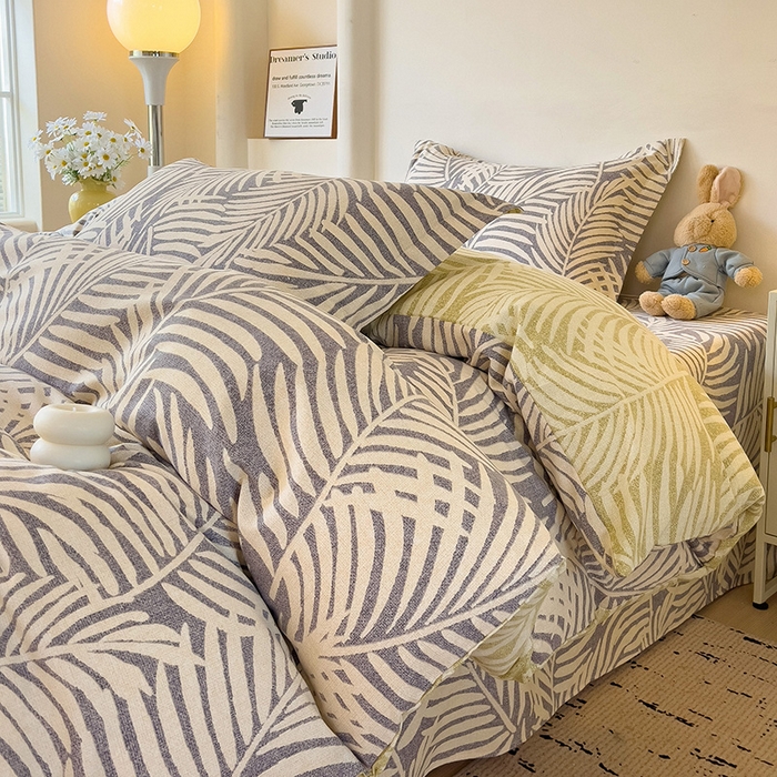 91家纺网 家纺一手货源 找家纺 2024新款全棉印花磨毛系列四件套 岚风