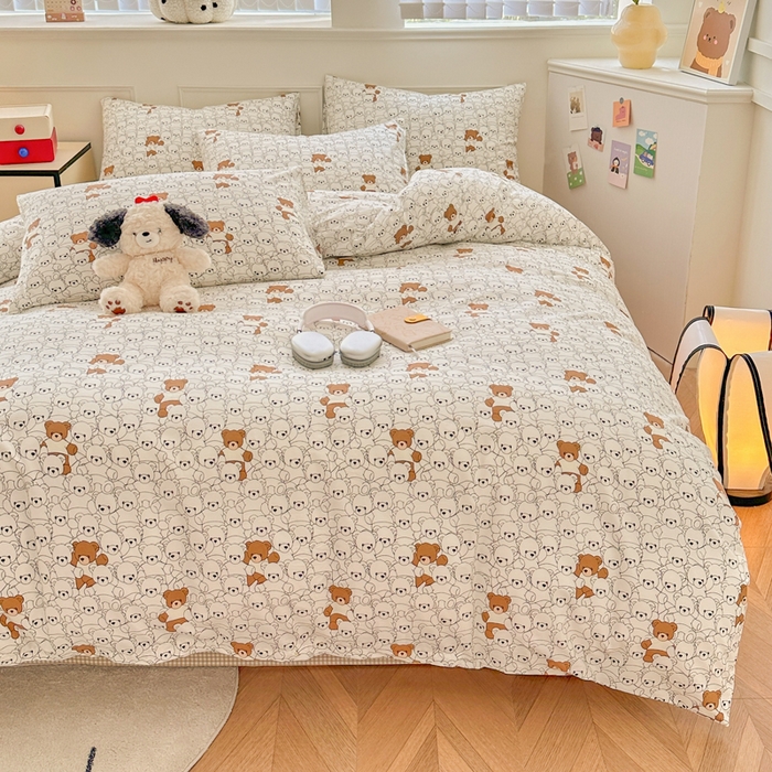 91家纺网 家纺一手货源 找家纺 柠馨 2024新款全棉印花四件套 维尼