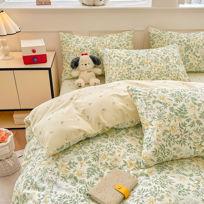 91家纺网 家纺一手货源 找家纺 柠馨 2024新款全棉印花四件套 春觅