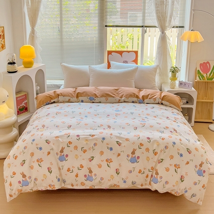 2024新款全棉印花磨毛系列四件套 小兔庄园