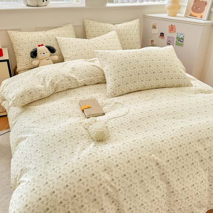 91家纺网 家纺一手货源 找家纺 柠馨 2024新款全棉印花四件套 花夕