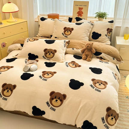 德比尔斯  2025新款7斤重牛奶绒单被套 呆萌熊