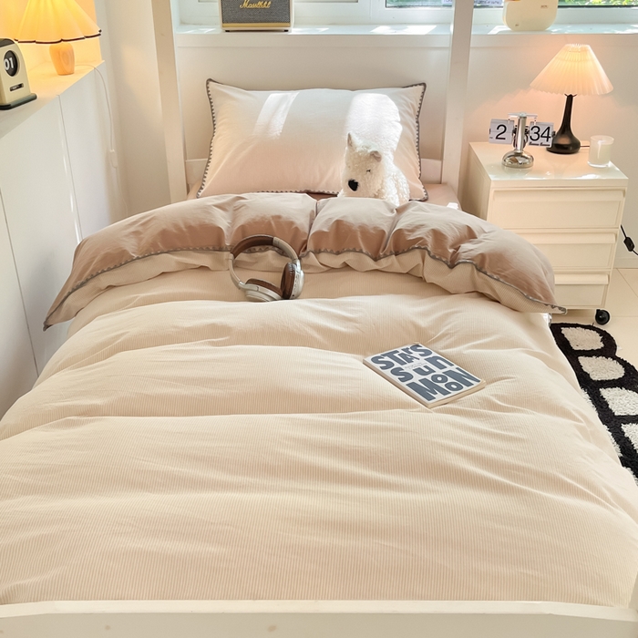 91家纺网 家纺一手货源 找家纺 （总）吉象家纺 2025新款全棉水洗棉三角针学生三件套四件套