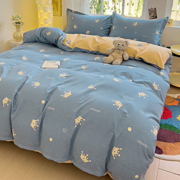 91家纺网 家纺一手货源 找家纺 2024新款全棉印花磨毛系列四件套 星星点灯