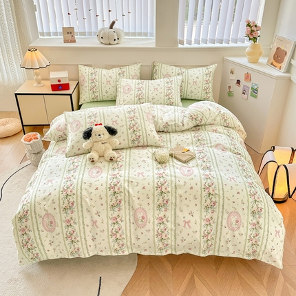 91家纺网 家纺一手货源 找家纺 柠馨 2024新款全棉印花四件套 兔吻