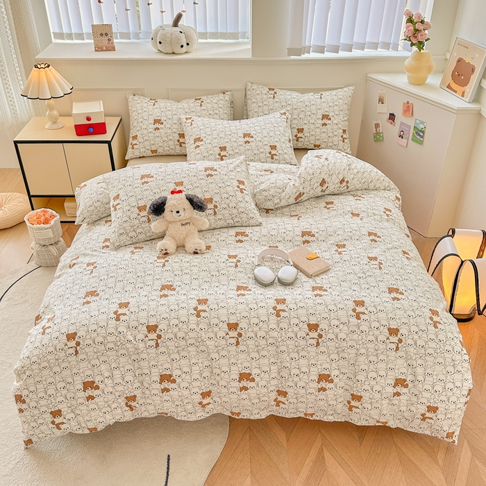 91家纺网 家纺一手货源 找家纺 柠馨 2024新款全棉印花四件套 维尼