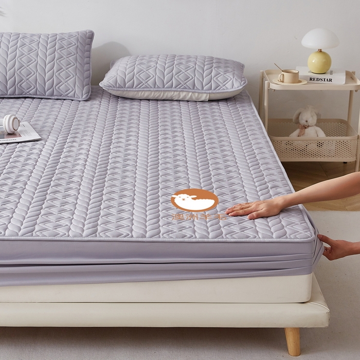 91家纺网 家纺一手货源 找家纺 （总）卡派 2024新款大床款羊毛床笠-富贵竹