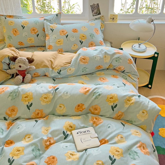 91家纺网 家纺一手货源 找家纺 2024新款全棉印花磨毛系列四件套 朵朵香