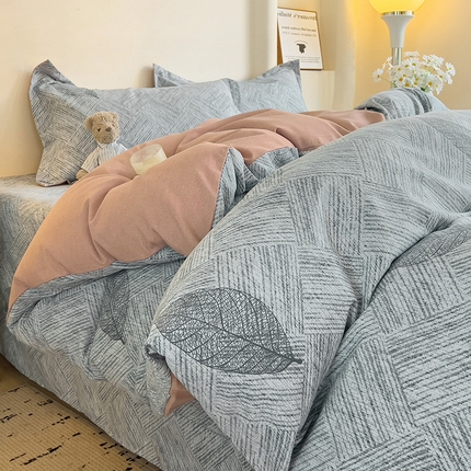 91家纺网 家纺一手货源 找家纺 2024新款全棉印花磨毛系列四件套 黎月