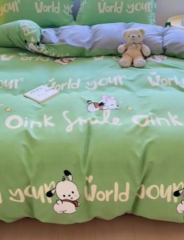 91家纺网 家纺一手货源 找家纺 2024新款全棉印花磨毛系列四件套 萌宠宝贝