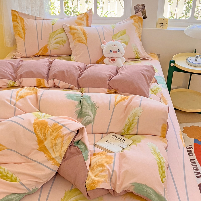 91家纺网 家纺一手货源 找家纺 2024新款全棉印花磨毛系列四件套 一帘幽梦