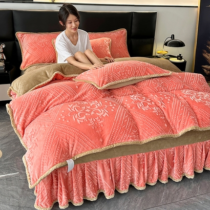 91家纺网 家纺一手货源 找家纺 （总）望淮家纺 2025新款8D雕花牛奶绒四件套