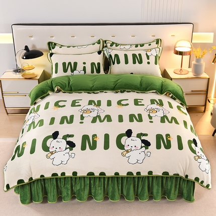 91家纺网 家纺一手货源 找家纺 （总）爱洛家纺 2024新款高克重印花牛奶绒四件套直播爆款