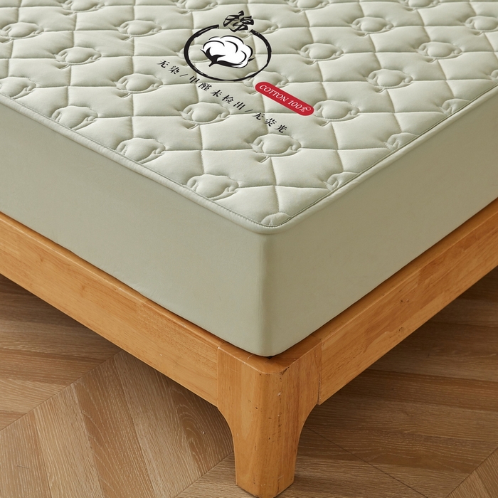 91家纺网 家纺一手货源 找家纺 卡派 2024新款水洗棉棉花床笠 棉花-果绿