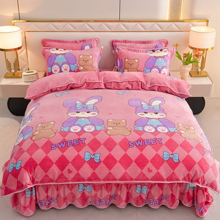 爱洛家纺 2024新款高克重牛奶绒印花四件套 星黛兔
