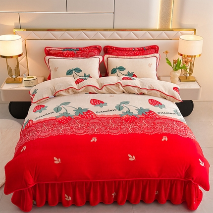 91家纺网 家纺一手货源 找家纺 （总）爱洛家纺 2024新款高克重印花牛奶绒四件套直播爆款