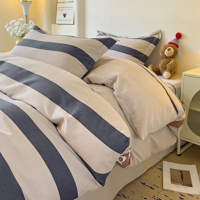 91家纺网 家纺一手货源 找家纺 2024新款全棉印花磨毛系列四件套 诺曼蒂 灰