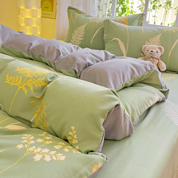 91家纺网 家纺一手货源 找家纺 2024新款全棉印花磨毛系列四件套 随风悠扬