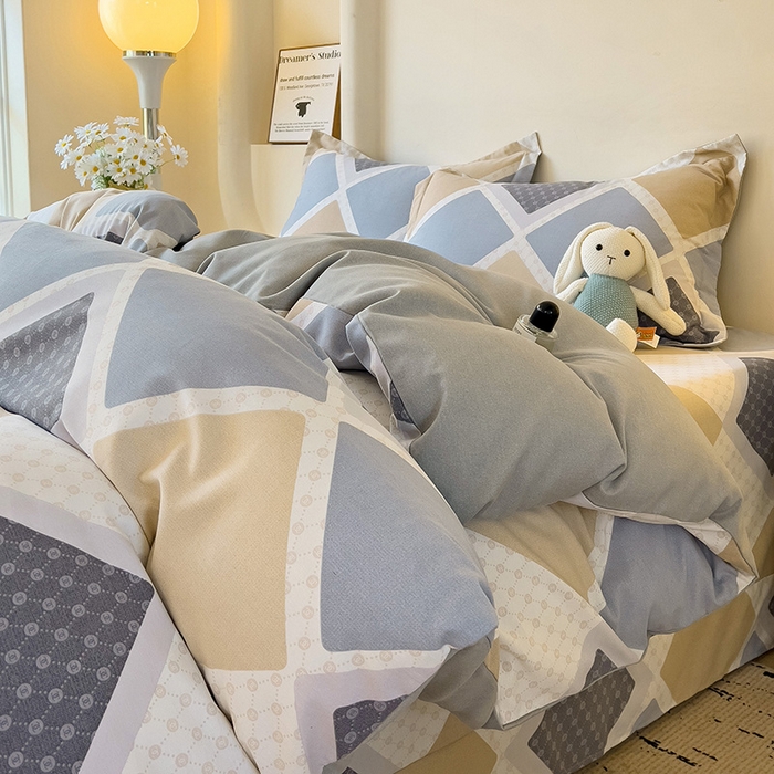 91家纺网 家纺一手货源 找家纺 2024新款全棉印花磨毛系列四件套 克洛因