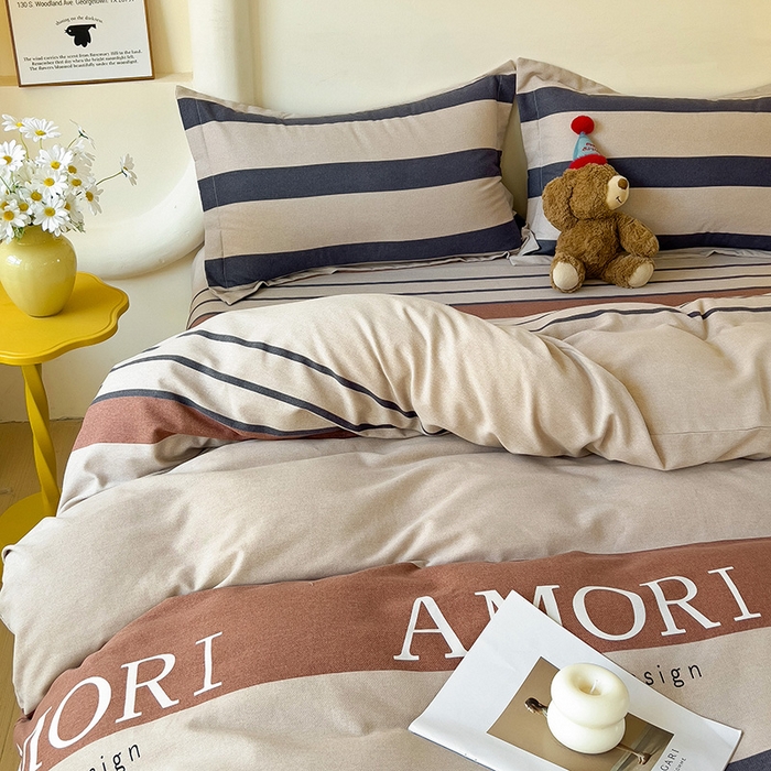 91家纺网 家纺一手货源 找家纺 2024新款全棉印花磨毛系列四件套 诺曼蒂 灰