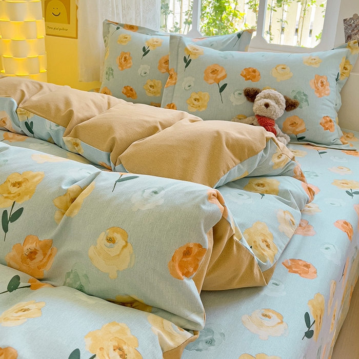 91家纺网 家纺一手货源 找家纺 2024新款全棉印花磨毛系列四件套 朵朵香