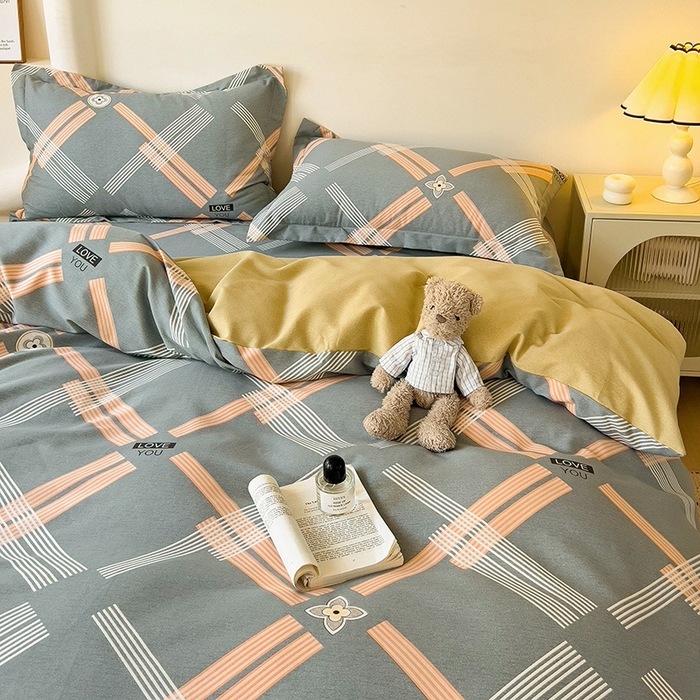 91家纺网 家纺一手货源 找家纺 2024新款全棉印花磨毛系列四件套 浓情摩卡