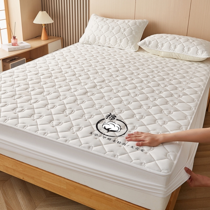 91家纺网 家纺一手货源 找家纺 卡派 2024新款水洗棉棉花床笠 棉花-白