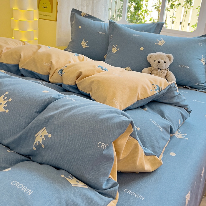 91家纺网 家纺一手货源 找家纺 2024新款全棉印花磨毛系列四件套 星星点灯