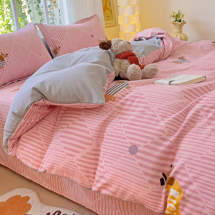 91家纺网 家纺一手货源 找家纺 2024新款全棉印花磨毛系列四件套 幸运狗