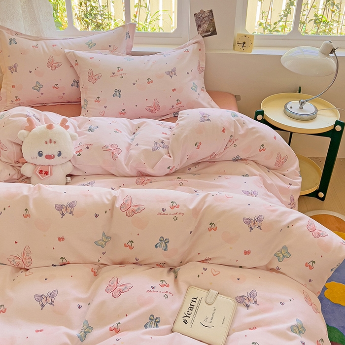 91家纺网 家纺一手货源 找家纺 2024新款全棉印花磨毛系列四件套 名媛